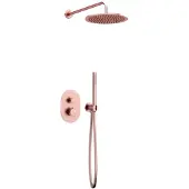 Guido Gusto Thermostatische Inbouw regendouche met wandarm 25cm douchekop mat rosé ovaal