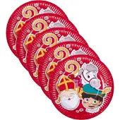 Boland Sinterklaas kartonnen feestbordjes - 50x stuks - Dia 18 cm - Sinterklaas wegwerp bordjes - taart/gebak