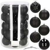 Springos Kerstballen 30 Stuks 8 cm Zwart
