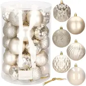 Springos Kerstballen 30 Stuks 8 cm Beige/Goud Tinten