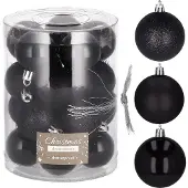 Springos Kerstballen | Kerstversiering | Onbreekbaar | 20 Stuks | 4 cm | Zwart
