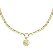 Yehwang Sundial ketting goud met strass steentje - kado - moeder - mama - vrouw - vriendin - kerst - sinterklaas - love