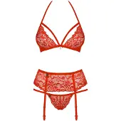 Obsessive Lingerie set met Jarretels – Erotische Lingeriset – Maat S/M – Rood