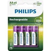 Philips 48 Stuks Philips Oplaadbare Batterijen 1300mah