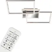Briloner LED-plafondlamp Frame, dimbaar, alu / grijs / zink, Woon-/ Eetkamer, metaal, Modern, LED plafondlamp