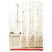 Wicotex Douchegordijn Circle 180x200cm Rood rood Textiel Wicotex Douchegordijn