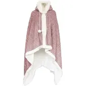 Linnick Flanel Fleece Hoodie Met Capuchon Croco - Rosé - 130x180cm - Fleece Plaid - Fleece Deken - Hoodie Deken - Hoodie Dames - Hoodie Heren - Fleece Deken met Capuchon