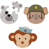Bo Jungle B-Dierenpuzzel (3 pcs) Aap - Beer - Koala
