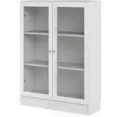 Hioshop Base wandkast 2 glazen deuren wit.
