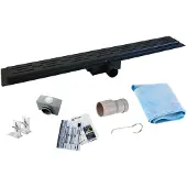 Saniclear Nero douchegoot 100cm met flens zwart mat