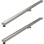 Brauer Douchegoot Zero RVS Inclusief Vloerflens 200x7 cm Tegelinlegrooster Omkeerbaar