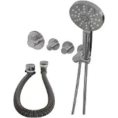 Brauer Chrome Edition thermostatische inbouw badkraan SET 02 met badvulcombinatie en 3-standen handdouche en doucheslang en wandaansluitbocht chroom