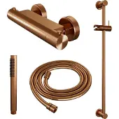 Brauer Douchekraanset copper edition opbouw met glijstang en staafhanddouche geborsteld koper