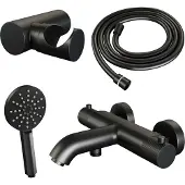 Brauer Black Carving thermostatische badkraan mat zwart set 4