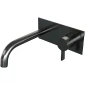 Brauer Gunmetal Edition inbouw wastafelmengkraan met gebogen uitloop en afdekplaat model E1 gunmetal geborsteld PVD