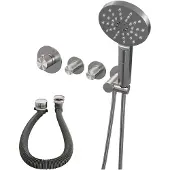 Brauer Brushed Carving inbouw badkraan met badvulcombinatie en 3 standen handdouche RVS geborsteld PVD