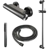 Brauer Gunmetal Edition thermostatische doucheset met glijstang en staafhanddouche gunmetal geborsteld PVD