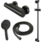 Brauer Douchekraanset black edition opbouw met glijstang en ronde handdouche mat zwart