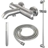 Brauer Brushed Carving thermostatische badkraan RVS geborsteld PVD set 1