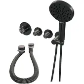 Brauer Gunmetal Edition thermostatische inbouw badkraan SET 02 met badvulcombinatie en 3-standen handdouche en doucheslang en wandaansluitbocht gunmetal geborsteld PVD