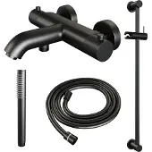 Brauer Black Carving thermostatische badkraan mat zwart set 1