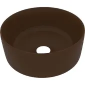 vidaXL Wastafel rond 40x15 cm keramiek mat donkerbruin