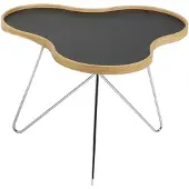 Swedese Flower tafel 62 x 66cm 45 cm, Zwart-eikenhouten rand-verchroomd onderstel