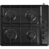 Wiggo WH-G604F(B) - Vrijstaande gaskookplaat - 4 kookzones - Zwart