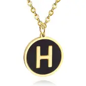 Cilla Jewels Goudkleurige Dames Schakelketting met Zwarte Kettinghanger Letter H