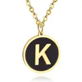 Cilla Jewels Goudkleurige Dames Schakelketting met Zwarte Kettinghanger Letter K