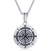 Mendes Heren Schakelketting Jasseron met Zilverkleurige Kompas Hanger