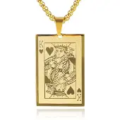 Mendes Goudkleurige Venetiaanse Heren Schakelketting met Kaart Hanger