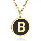 Cilla Jewels Goudkleurige Dames Schakelketting met Zwarte Kettinghanger Letter B