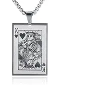 Mendes Zilverkleurige Venetiaanse Heren Schakelketting met Koning Hanger