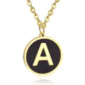 Cilla Jewels Goudkleurige Dames Schakelketting met Zwarte Kettinghanger Letter A