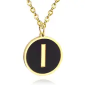 Cilla Jewels Goudkleurige Dames Schakelketting met Zwarte Kettinghanger Letter I