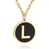 Cilla Jewels Goudkleurige Dames Schakelketting met Zwarte Kettinghanger Letter L
