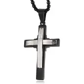 Mendes Heren Venetiaanse Schakelketting met Zwart Zilverkleurige Hanger