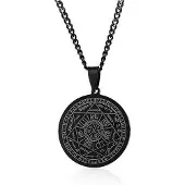 Mendes Cubaanse Schakelketting Mannen Zwart Seal of the Seven Archangels