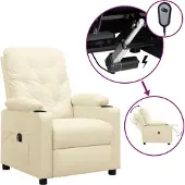 vidaXL Fauteuil elektrisch verstelbaar kunstleer crèmekleurig
