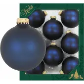 Bellatio 8x Midnight haze donkerblauwe glazen kerstballen mat 7 cm