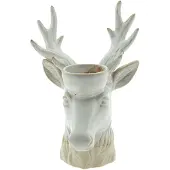 Clayre & Eef Theelichthouder Rendier 18 cm Beige Bruin Porselein Waxinelichthouder Beige Waxinelichthouder