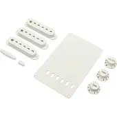Fender Strat Accessoire Kit - Wit (Pot Knoppen, Schakeltip, Achterplaat, Pickup Covers)