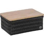 Handed By - Opbergmand met deksel - Mand - Opberger - Speelgoedmand - Woonkamer - Kinderkamer - Babykamer - Top Fit medium high - zwart - black