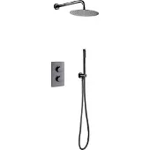 Aloni Bws inbouw regendouche | colorato | 25 cm stortdouche met handdouche | muuruitloop | gunmetal | set