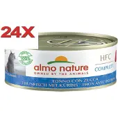 Almo Nature 24x HFC - Kattenvoer Natvoer Blik - Complete Graanvrij - Tonijn & Pompoen - 70g