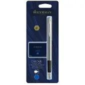 Waterman Allure-vulpen | Chroom | Fijne penpunt | Inclusief 6 korte blauwe inktpatronen