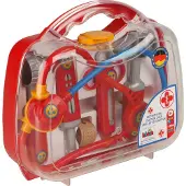 Klein Toys transparante dokterskoffer - incl. speelgoedinstrumenten - 22x8,5x19,5 cm - rood