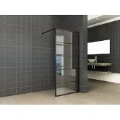 Klea Horizontale Inloopdouche Mat Zwart Raster 120cm Antikalk 8mm Veiligheidsglas