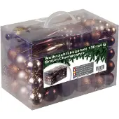 4seasonz kunststof kerstballen set 130 ballen, piek, parelsnoer /bruin